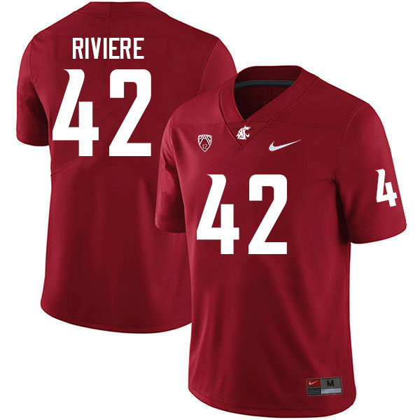 Men #42 Billy Riviere Washington State Cougars College Football Jerseys Sale-Crimson